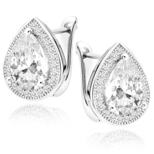 Cercei argint cu tortita si pietre DiAmanti Z0721DER_W-DIA (Argint 925‰ 3,5 g.)